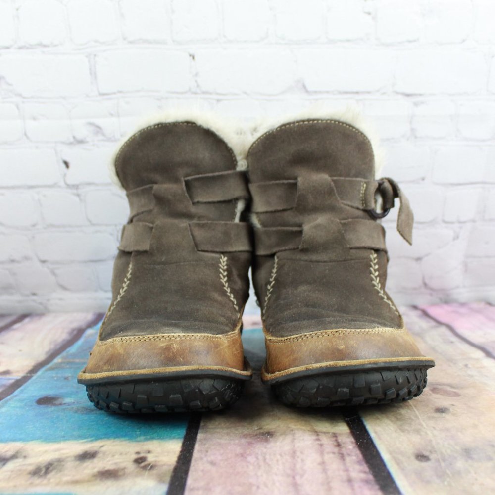 Sorel Tootega Brown Suede Fur Lined Ankle Strap Winter Boots Size 6 M - Picture 4 of 9